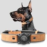 Halsband Hund Leder mit Air Tag Halter, Airtag Hundehalsband IPX8 Wasserdicht,...