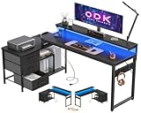 ODK Schreibtisch L Form mit Schubladen, 174x100cm Eckschreibtisch mit Regal...