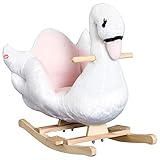HOMCOM Schaukeltier Schaukelpferd mit Musik, Holzbeine, Schwan-Rocker für...