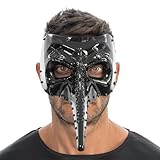 Chaks - Pest Maske Doktor in Schwarz, Schnabelmaske, Mittelalter, Horrorkostüm...