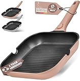 TRAUMLEBEN NEU Grillpfanne 28 cm mit Ausguss & abnehmbarem Griff,...