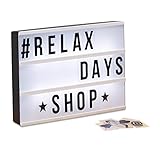 Relaxdays Light Box, Leuchtbox Set mit 85 Zeichen, Buchstaben, LED Leuchtschild,...