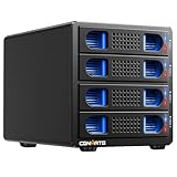 4 Schacht Festplattengehäuse mit Lüfter für 2.5/3.5“ SATA HDD/SSD mit USB...