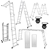 Herrselsam Mehrzweckleiter 4x4, 7in1 Multifunktionsleiter 470CM Alu...