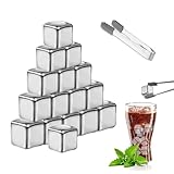 RYAN 16 Stücke Edelstahl Eiswürfel Metall Wiederverwendbare Eiswürfel Steine...
