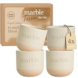 Marble ®Cappuccino Tassen 4er Set 350ml - Kaffeebecher Porzellan Kaffeetassen...