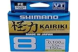 SHIMANO Kairiki 8, 150 Meter, grüne Mantis, 0,130 mm/8,2 kg, geflochtene...