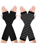 Becellen 2 Paar Lange Armstulpen, Thermo Gestrickte Fingerlose Handschuhe Warm...