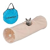 Relaxdays Katzentunnel, weiches Plüsch, mit Spielball, Faltbare Katzenröhre, B...