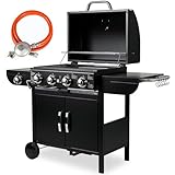 4+1 Brenner Gasgrill Master, 14.05KW Gasgriller mit Seitenkochfeld, BBQ Gas...