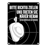 Bitte richtig zielen… Toilette Urinal Metallschild in 15x20 cm mit Fadenkreuz...