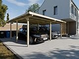Woodtex Holz Doppel-Carport | 595 x 495 cm | 210 cm hoch | Fichte Kiefer Carport...