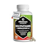 Multivitamin Kapseln hochdosiert, 23 wertvolle Vitamine A-Z & Mineralien, 120...