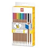 IQ LEGO 12er-Pack Buntstifte mit Bleistiftaufsatz (52064), 2x2 LEGO Stein...