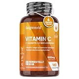 Vitamin C 1000mg pro Tablette - Für Haut, Immunsystem, Energie - 180 vegane...