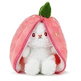 Zaloife Hase Plüschtier Verstecken Rosa, Plush Hasen Erdbeeren 24cm, Stofftier...