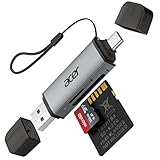 acer SD Kartenleser, Dual USB 3.0 USB C Stecker Kartenlesegerät, Aluminium OTG...