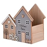 UNUS Aufbewahrungsbox Holz, Dekorative Häuser mit Welcome Home-Motiv,...