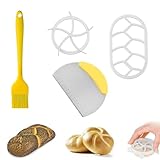 HXSYKJDM 4 Stück Brötchenstempel Set, Brotpresse, Brotstempel mit Dough Scrape...