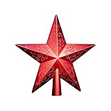 HEITMANN DECO Weihnachtsbaumspitze Stern Rot – Christbaumspitze mit Glitzer...