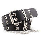 Taasmoog 1 Stück Gürtel mit Nieten, Doppelloch Nietengürtel Metall Punk Rock...