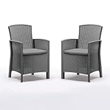 Gartenstühle 2er Set wetterfest - Outdoor Sessel in Rattan Optik - 2 Stühle...