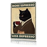 KHDULQ Katze Metall Zinn Schild,Witziges Schwarze Katze Retro Plaqu Poster Wall...