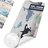 avakido® Badewannenmatte Kinder rutschfest - Inklusive 2 Haken zum Aufhängen -...