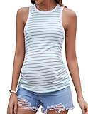 Brynmama Sommer Umstandstop Gestreiftes Geripptes Umstandsshirt Ärmellos...