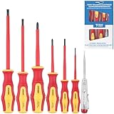 EFFEKTWERK 7-teiliges Elektriker-Schraubendreher-Set, 4 Schlitz- und 2...
