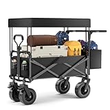 Tawxot 100L Bollerwagen faltbar mit Dach, Gartenwagen klappbar bis 100kg...