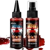 KHOLEZ Halloween Kunstblut Set 2PCS, Halloween Schminke, Kunstblut Spray und...
