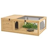PawHut Schildkrötenhaus aus Holz, Schildkrötengehege mit Haupthäusern,...