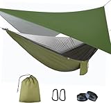 OTraki Hängematte Outdoor mit Tarp Moskitonetz, 290 x 140cm Ultraleicht Reise...