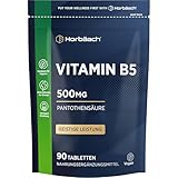 Vitamin B5 500mg | Hochdosiert Pantothensäure | Pantothenic Acid | 90 Vegan...