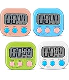 Birshe 4 Stück Countdown Stoppuhr Küche,Digitaler Magnetisch Stoppuhr Magnetische Stoppuhr Küchentimer Digitaler Timer mit Lautem Wecker Eieruhr Digital Timer Für Kochen,Sport,Badezimmer,Turnhallen