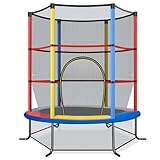 COSTWAY Ø165cm Gartentrampolin mit Sicherheitsnetz, Trampolin bis 135KG...