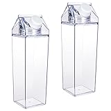 metagio 2 Stück Klare Wasserflasche Transparente 500ML Plastikmilchbox...