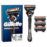 Gillette ProGlide Nassrasierer Herren Set, Rasierer + 4 Rasierklingen mit 5-fach...