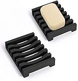 AstraLoom 2er-Pack Silikon Seifenschale mit selbstentleerendem Design, leicht zu...