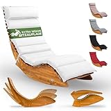 Casaria® Sonnenliege Holz inkl. Auflage Creme Wetterfest Klappbar Gartenliege...