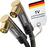 KabelDirekt – 4K Antennenkabel, Koaxialkabel, TV Kabel 90° gewinkelt – 3 m...