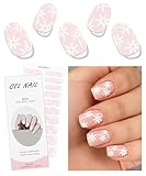 JMEOWIO Nagelfolie Creme Rosa Weiße Blume Gel Nail Nagelfolien Selbstklebend...