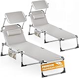 Casaria® 2er Set Sonnenliege Klappbar Aluminium Wetterfest Gartenliege mit...
