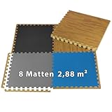 ALPIDEX 8er Set Bodenschutz Matte 1cm Dicke 60x60 cm Trainingsmatten 2,88 m²...