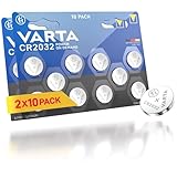VARTA Batterien Knopfzellen CR2032, 20 Stück, Power on Demand, Lithium Coin,...