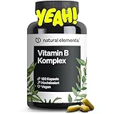 natural elements Vitamin B Komplex - 180 Kapseln - Hochdosiert: Mit 500 µg...