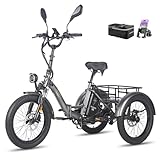 Fafrees E Bike Dreirad F20 Mate, Ebike Klapprad 20 * 3.0 Zoll, Lastenfahrrad...
