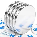 Magnete Stark 4 Stück Silber - 8 kg Magnetkraft Neodym Extra Stark für Magnettafel - Selbstklebend Seltenerdmagnete Mit Doppelseitigem Klebstoff