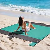 NHOWIN Stranddecke Sandfrei Wasserdicht, Super Groß 210cm x 200cm Strandmatte...